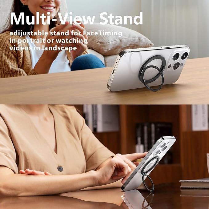 ZXM Magnetic Phone Grip for Magesafe,X7 for Magsafe Ring Stand,Magnetic Cellphone Ring Holder with Kickstand for iPhone 17 16 15 14 Air Pro Max Plus&Huawei,Samsung (Black)