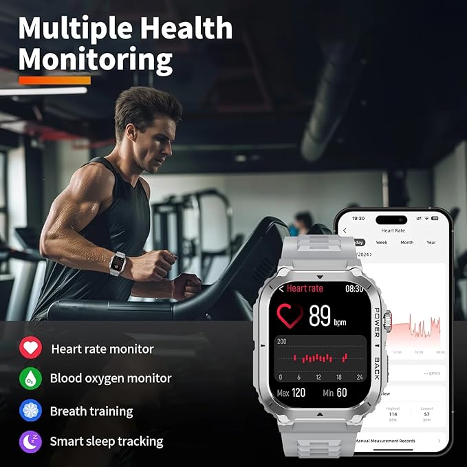 Military GPS Smart Watch for Men Pressure/Altitude/Compass,Fitness Smart Watch for Android Phones and iPhone,Outdoor Waterproof Fitness Tracker with Blood Oxygen/Heart Rate/Sleep/100+ Sport Modes