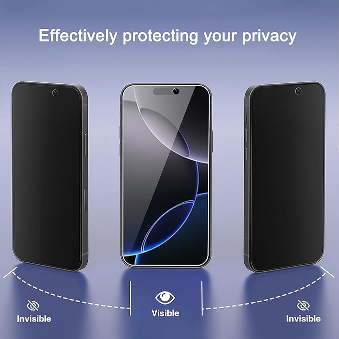 Ailun 3 Pack Privacy Screen Protector for iPhone 16 Pro Max [6.9 inch]+ 3 Pack Camera Lens Protector,Dynamic Island Compatible,Anti Spy Tempered Glass[9H Hardness][Not for iPhone 16e/16/16Pro/16Plus]