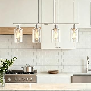 4-Light Kitchen Island Lighting, 32" Dining Room Light Fixture Over Table - Image 1