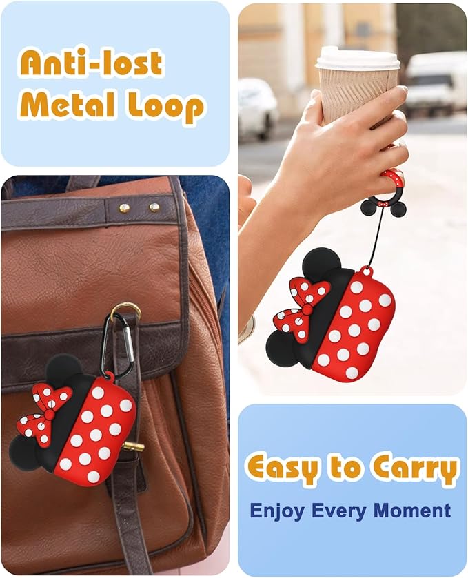 Boaretiu for AirPods Pro/Pro 2nd Generation Case - Cute Kawaii Red Bow with Keychain for AirPods Pro & Pro 2 Case Cover Funny 3D Soft Silicone Fun Cool for Girls Women Teens Boys