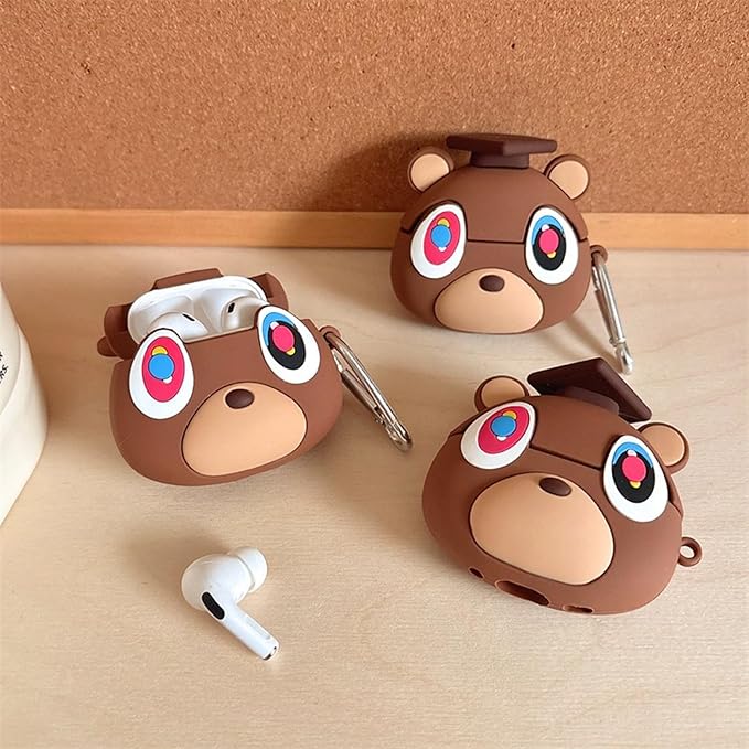 Case Compatible with Airpods 4, Cute Kawaii Love Bear Design Earbuds Cover, Kids Boys Girls Portable Accessories Soft Silicone Wireless Earphone Shockproof Protector for Gifts