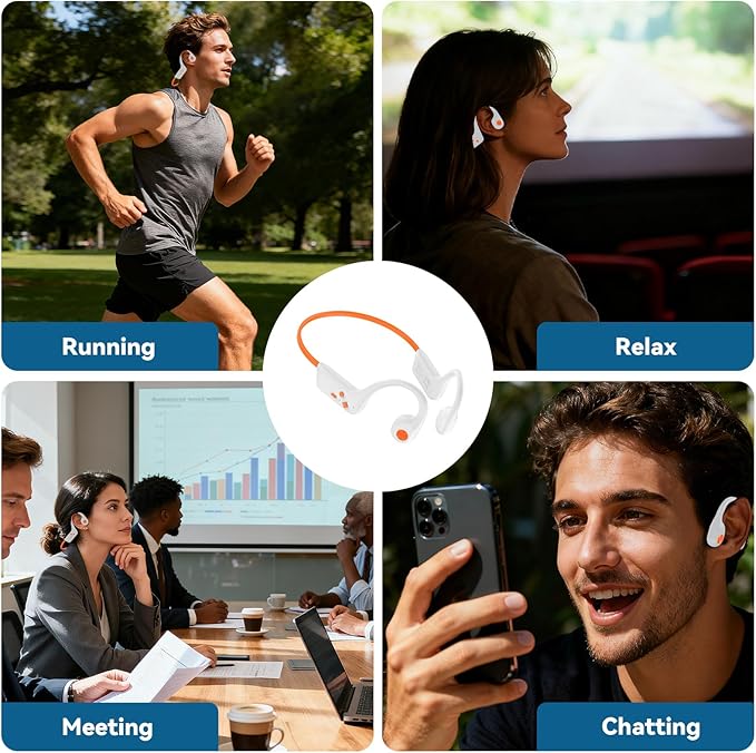 Fanisic 2026 Bone Conduction Headphones, Bluetooth 6.0 Open Ear Headphones with Mic, Type-C Quick Charge. Long Battery Life, IPX5 Sweatproof, Lightweight Comfortable for Office, Sports, and Driving