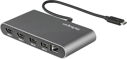 StarTech Driverless Thunderbolt 3 Dual 4K 60Hz HDMI Mini Dock with GbE