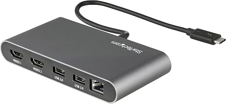 StarTech Driverless Thunderbolt 3 Dual 4K 60Hz HDMI Mini Dock with GbE