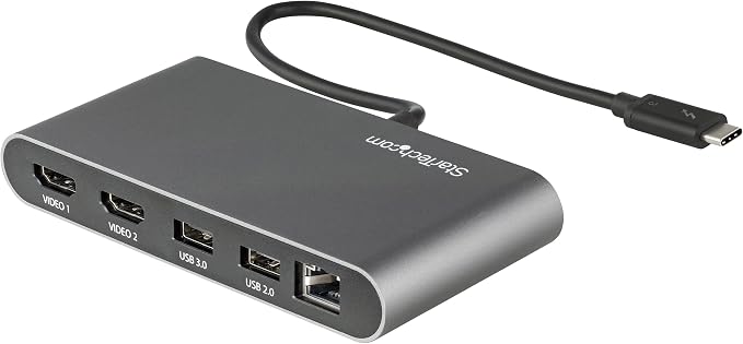 StarTech Driverless Thunderbolt 3 Dual 4K 60Hz HDMI Mini Dock with GbE