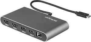 StarTech Driverless Thunderbolt 3 Dual 4K 60Hz HDMI Mini Dock with GbE