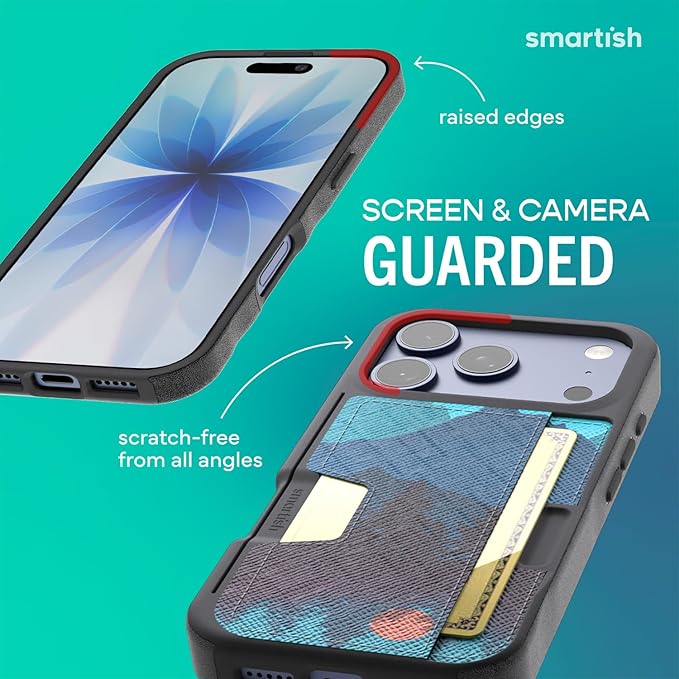 Smartish® iPhone 17 Pro Wallet Case - Wallet Slayer Vol. 2 [Slim + Protective] Credit Card Holder w/Kickstand - Drop Tested Hidden Card Slot Cover for Apple iPhone 17 Pro - Moving Mountains