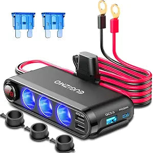 EUGIZMO Cigarette Lighter Splitter, 200W 3 Socket Car Plug Power Outlet