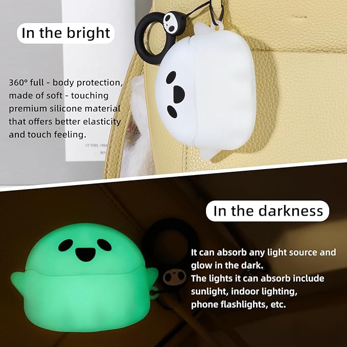 for AirPods Pro 3 Case 2025 Cute, Luminous Funny 3D Ghost Case Designed for Apple AirPods Pro 3rd Generation, Soft Silicone Anime AirPods Pro 3 Cases Cover for Women Men Kids Teens Girls Boys