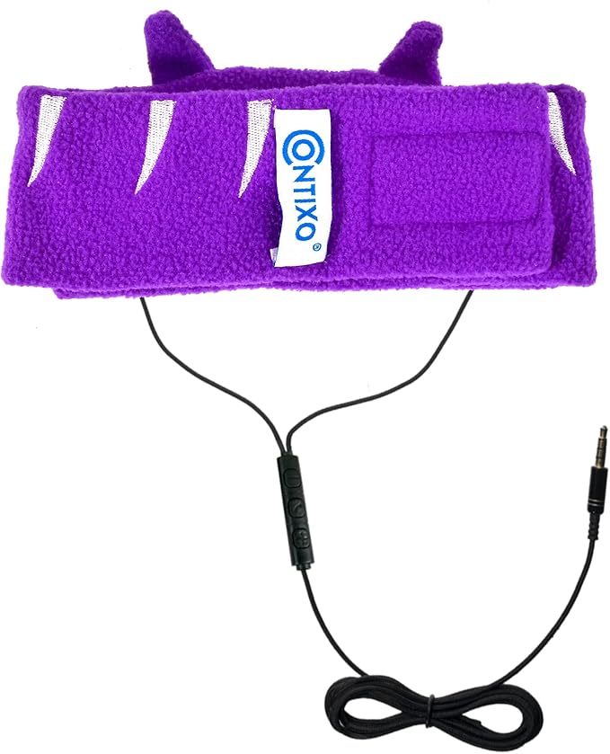 Contixo Kids Headphones, 85dB Volume Limiting with Adjustable Speakers Soft Children Fleece Headband Toddler Headphones for Home and Travel - Animal Character Design-Crab (Cat)