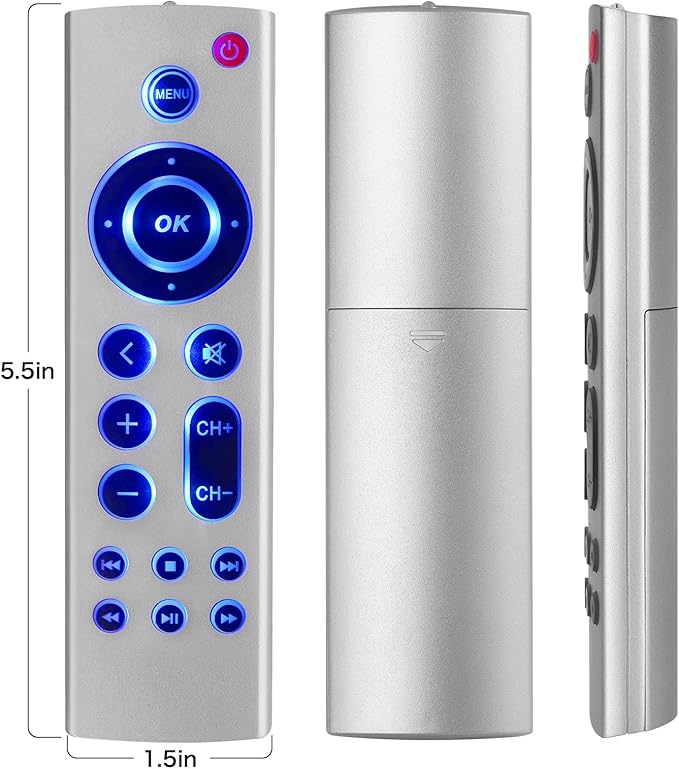 (Pack of 2) Universal Replacement Remote for Apple TV 4K/ Gen 1 2 3 4/ HD A2843 A2737 A2169 A1842 A1625 A1427 A1469 A1378 A1218, No Voice No Siri with Blue Backlight