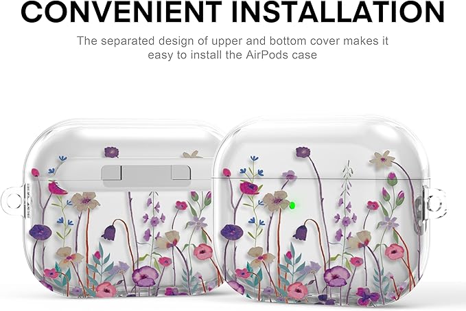 Maxjoy for AirPods Pro 3rd Generation Case, Clear AirPods Pro 3 Case for Women Girly Cute Soft AirPod Pro 3 Cover with Keychain Strap for AirPod Pro 3rd Gen Cover 2025, Purple Floral