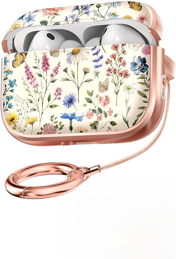Coralogo for AirPods Pro 3 Case with Safety Lock - Cute Cartoon for Women Girls Fashion Stylish Retro Flower Pattern Design Kawaii Girly Girlish Hard Protective Cover for AirPods Pro 3rd Generation