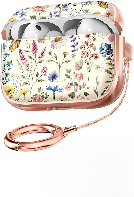 Coralogo for AirPods Pro 3 Case with Safety Lock - Cute Cartoon for Women Girls Fashion Stylish Retro Flower Pattern Design Kawaii Girly Girlish Hard Protective Cover for AirPods Pro 3rd Generation