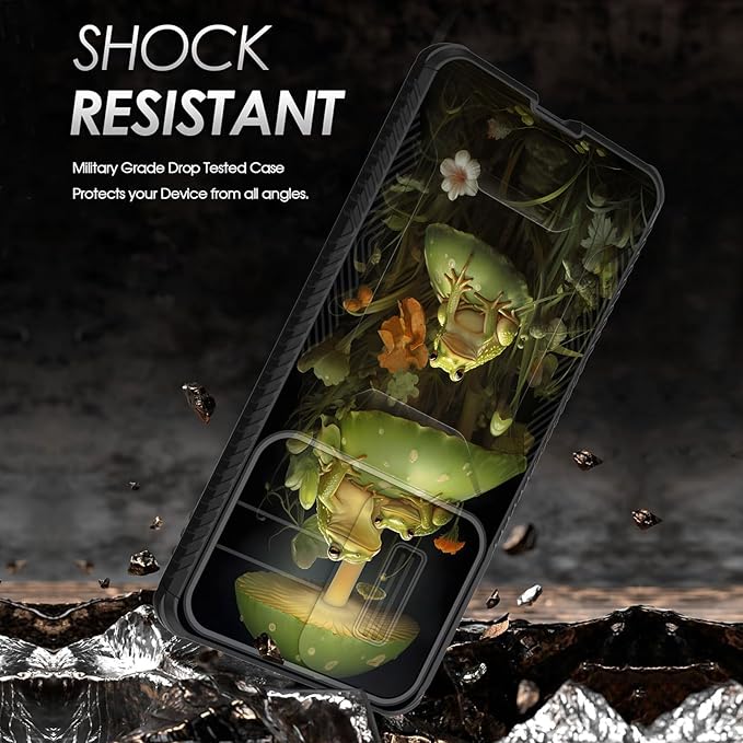 for Galaxy S25 Edge Case Built in Slide Camera Lens Cover,Heavy Duty Shockproof Protection Dual Layer Case for Samsung Galaxy S25 Edge 2025,Cute Frog Mushroom