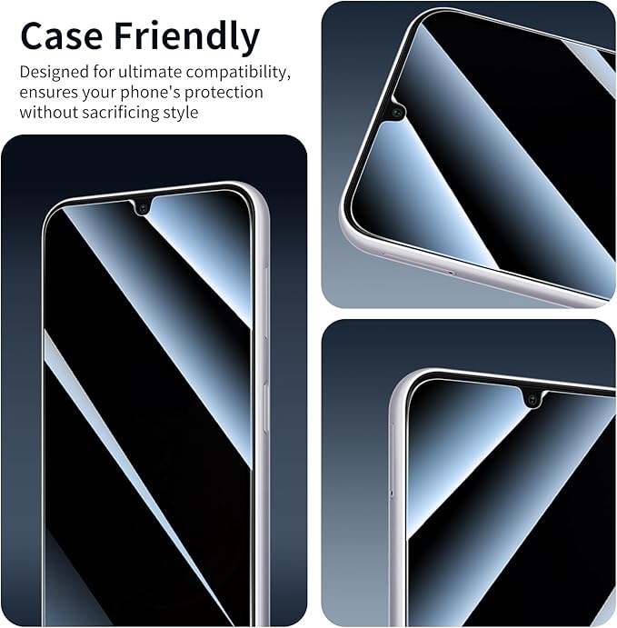 Privacy Screen Protector for Samsung Galaxy A14, Anti-Spy Tempered Glass Film Double Shatterproof, 9H Hardness Anti-Scratch Dark Private Protection, Impact Resistant Screen Guard - 3 Pack