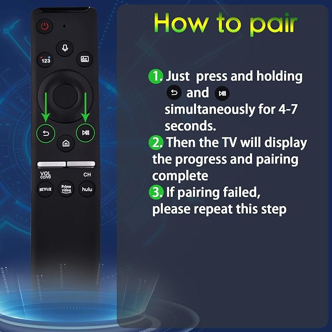 Voice Replacement Remote for Samsung Smart TV: Compatible with BN59-01312A,for All 2018 to 2024 TVs,with Voice Function for All Samsung Smart TVs,with 3 Shortcuts