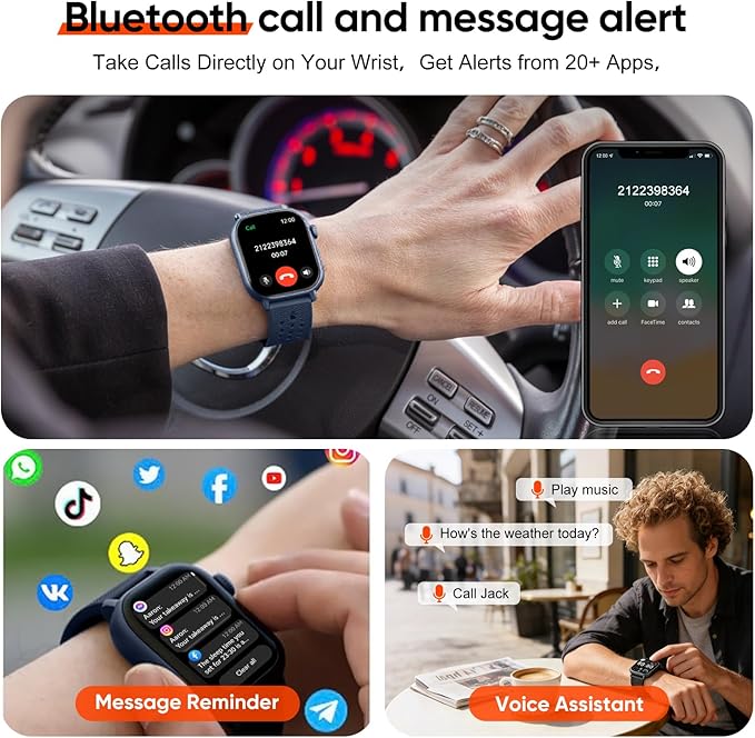 Smart Watch with 2 Bands: Step & Calorie Counter, Heart Rate & Oxygen Sensor, GPS Running, Swimming, Walking, Sports Tracker, Waterproof, Health Monitoring, Music & Call Alert Men Women iOS/Android