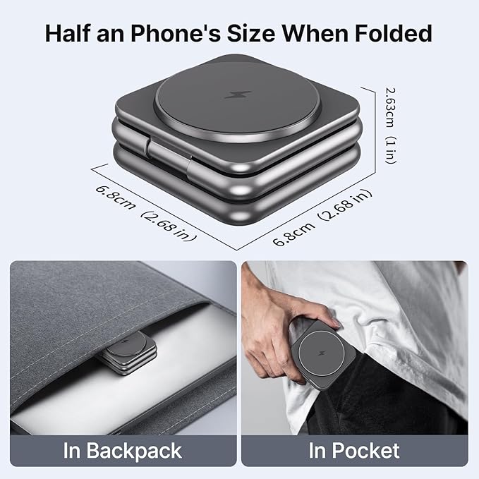 KU XIU Wireless Charger for Samsung,Aluminum Alloy Foldable 3 in 1 Wireless Charging Station for Samsung Galaxy S25 Ultra S24 S23 S22 Note Z Fold 7 Flip/Buds, for Galaxy Watch Ultra 8 7 6 5 4