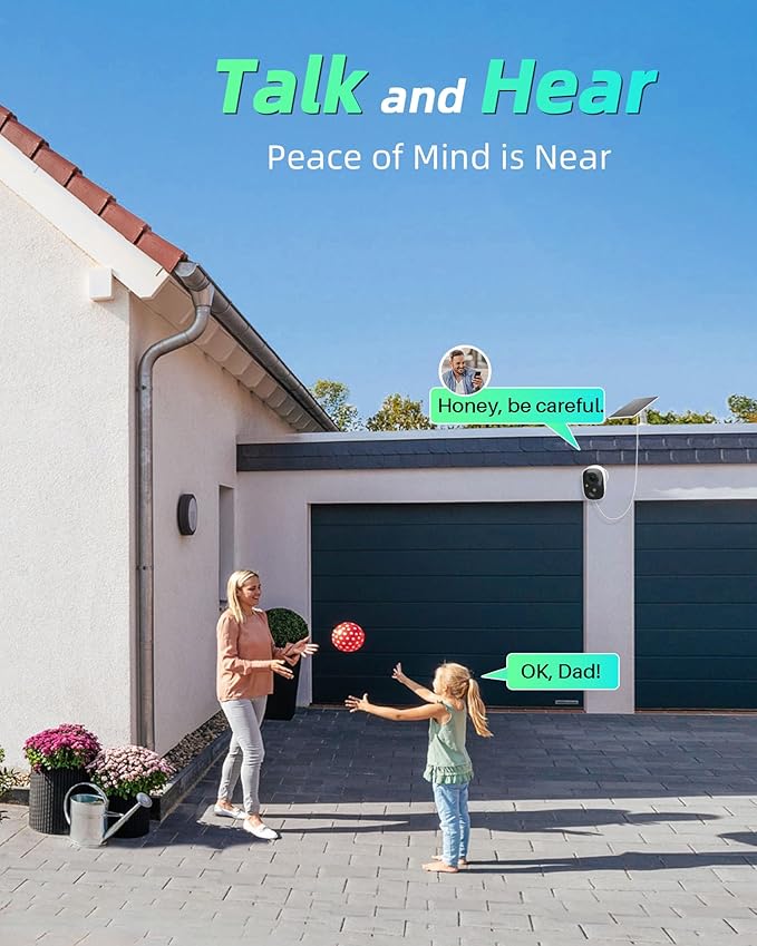 Solar Camera Outdoor Wireless, 2.4G Wi-Fi Security Camera with AI Motion Detection, Cameras for Home Security, 2K Color Night Vision, 2-Way Talk, IP66 Weatherproof, Cloud/SD Storage, 2 Packs