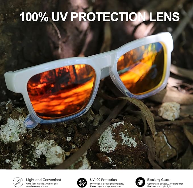 OhO sunshine Bluetooth Glasses: Voice Control and Open Ear Style Smart Glasses to Listen Music & Calls, UV400 Protection Lens