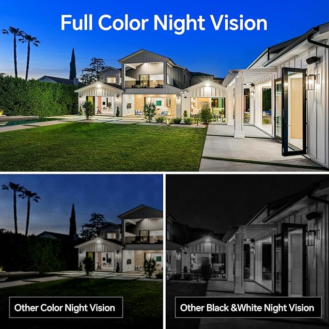 Window Cameras for Home Security: Indoor Camera for Outdoor Monitoring with 2K Full Color Night Vision Motion Human Vehicle Detection Easy Installation (2.4Ghz-2pcs)