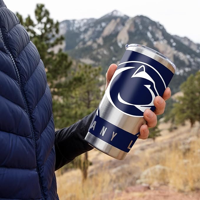 Rico Industries NCAA 20oz Stainless Steel Tumbler with Lid - Great For Coffee, Tea, Water or Cocktails