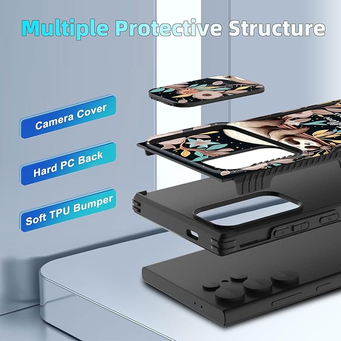 for Galaxy S26 Ultra Case Built in Slide Camera Lens Cover,Heavy Duty Shockproof Protection Dual Layer Case for Samsung Galaxy S26 Ultra 6.9" 2026,Cute Baby Sloth On The Tree