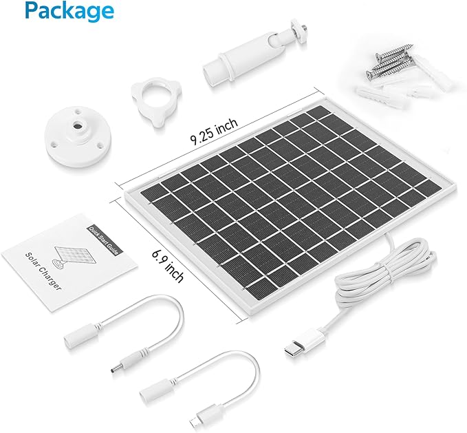 7W Solar Panel for Ring Camera, USB Ring Solar Panel for Security Camera with DC Port Charger, Ring Solar Charger Compatible