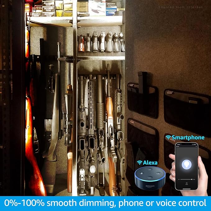 TORCHSTAR Voice Control Smart LED Safe Lighting Kit, (4) 12 Inch Dimmable Linkable Light Bars, Compatible with Alexa&Rocker Switch, 100-240V UL Power Adapter 600LM for Under Cabinet, 3000K Warm White