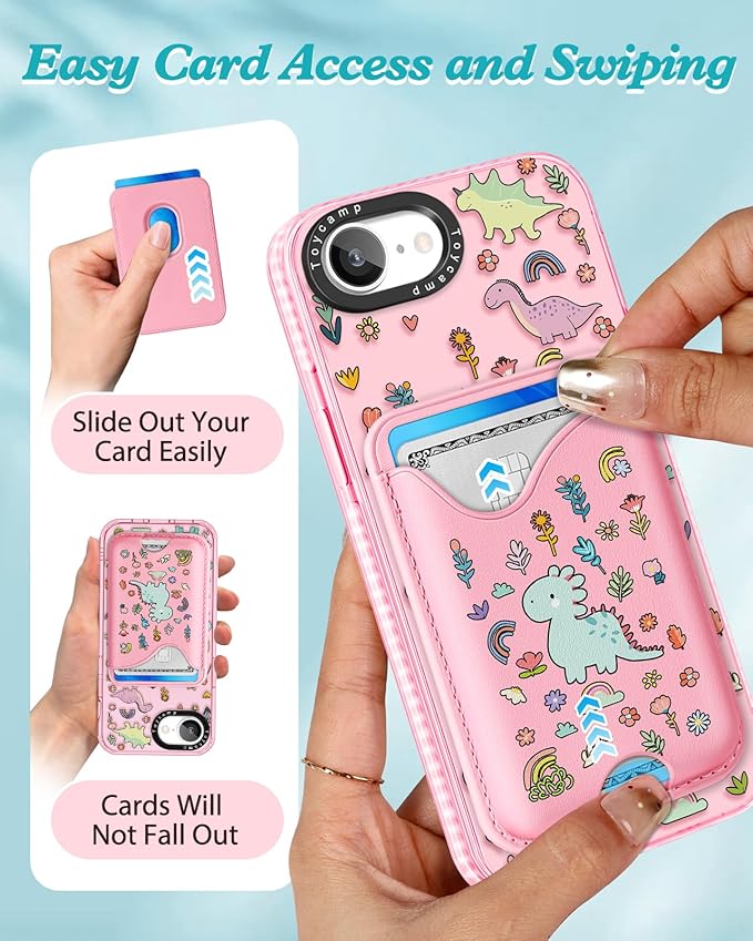 Toycamp for iPhone 16e Case 6.1 Inch - Compatible with Magsafe Credit Card Holder Wallet Magnetic Cute Women Teen Girls Kawaii Girly Unique Animal Design Phone Cover for iPhone 16e