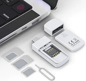 USB C SIM Card Reader - Sim Card Adapter Kit with Eject Pin - Standard/Micro/Nano Sim Card Readers - USBC to Sim Card Adapter Edit and Read Messages/Contacts - SIM Adapters for Laptop Computer Windows