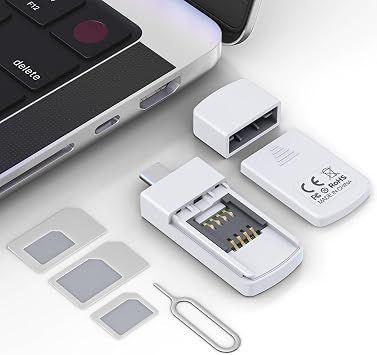 USB C SIM Card Reader - Sim Card Adapter Kit with Eject Pin - Standard/Micro/Nano Sim Card Readers - USBC to Sim Card Adapter Edit and Read Messages/Contacts - SIM Adapters for Laptop Computer Windows