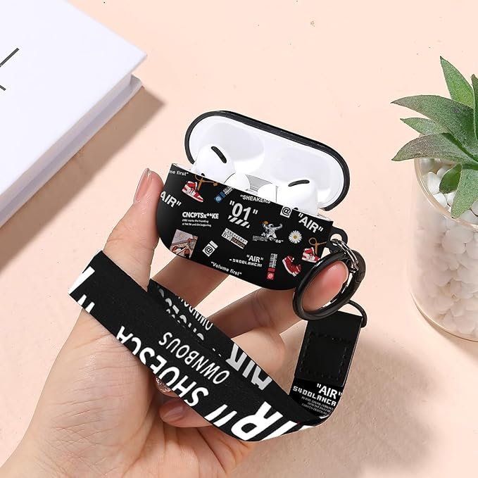 Compatible Airpods Pro 3rd Generation Case(2025),Cool Design Shoe Print Soft Silicone Protective Cases for Apple AirPods Pro 3 Case,Airpod Pro 3 Cover with Lanyard & Keychain for Men/Boy