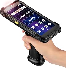 MUNBYN IPDA101P Upgraded Android 13 Barcode Scanner with Handle Grip, Wi-Fi 6 Handheld Mobile Computer PDA 5.5" Screen, Work with Zebra SE4710 Scanner Engine, GPS 1D/2D Inventory Scanner