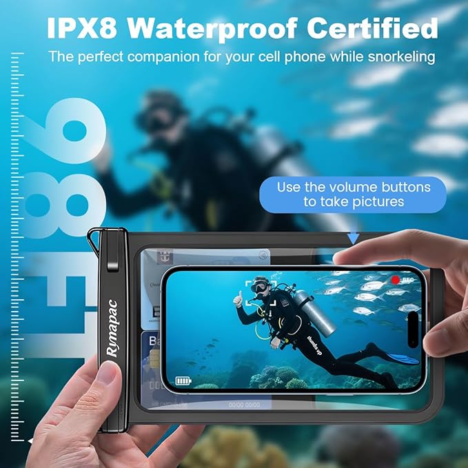[Up to 8.5"] Waterproof Phone Pouch Bag - 2 Pack IPX8 Waterproof Phone Case for iPhone 17 16 15 14 Pro Max Galaxy S26 S25 Ultra, Touchscreen & Underwater Photography, Beach Cruise Travel Essentials