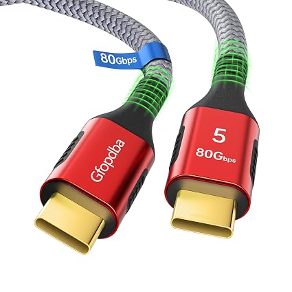 Thunderbolt 5 Cable 4FT Compatible, 80Gbps, 120Gbps Bandwidth, PD 240W, 8K@165Hz, 4K@540Hz, USB4 2.0 USB C Video Display Cable for Thunderbolt 4, iPhone 17, SSD, Mac mini M4 / M4 Pro, MacBook Pro