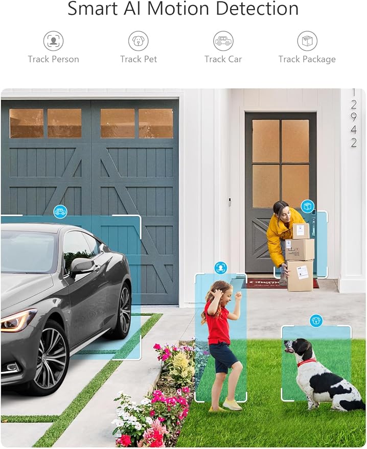 Security Cameras Wireless Outdoor Magnetic, 2.4G WiFi 2K Battery Powered, AI Motion Detection, Color Night Vision, 2-Way Talk, Waterproof, Cloud/SD Storage, Compatible with Alexa (Black)
