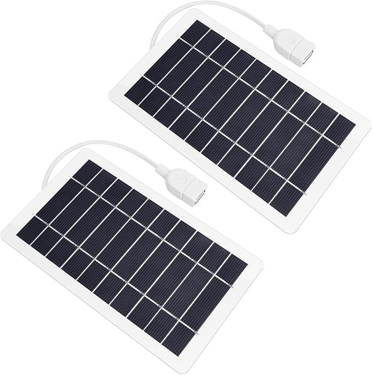 USB Solar Panel Charger,2pcs Portable Solar Panel Kit for Camera, Cell Phone Charging, Camping, Hiking, Outdoor Travel 5V 5W