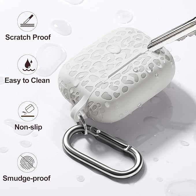 Fashion Engraving Leopard Case Compatible for Airpods Pro 2 Case Cover 2022/Airpod Pro Case Cover,Soft Silicone for Airpods Pro 2nd Generation Case,Front LED Visible