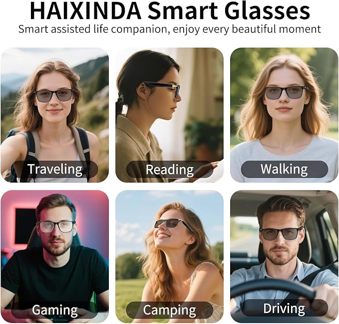 AI Smart Glasses, Support 160+ Languages, Real-Time Translation via APP, Wearable Tech Bluetooth Glasses with Speakers, Color-Change Lenses, AI Translation Glasses for Travel Meeting Trade