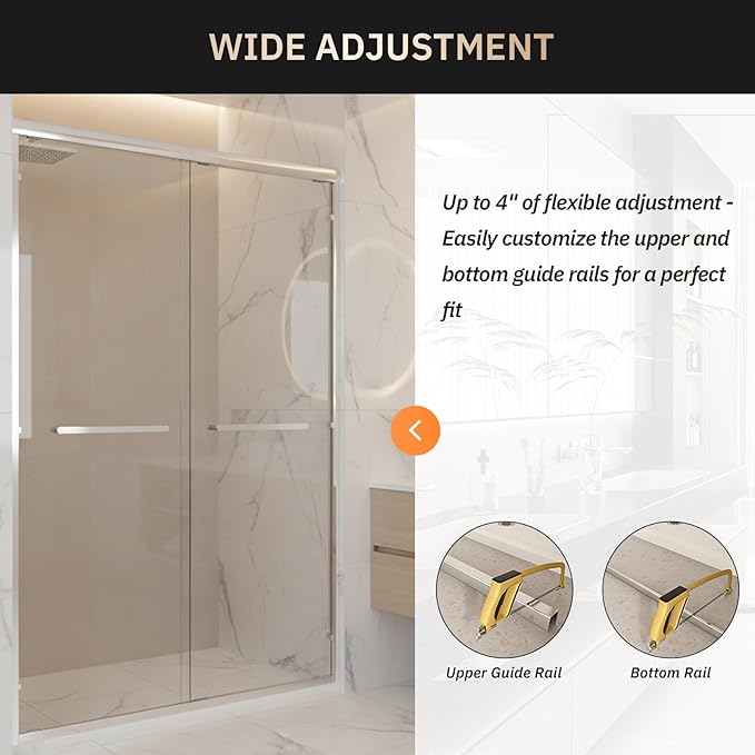 Shower Door 56-60" W x 72" H Semi-Frameless Double Sliding Bathroom Glass Shower Doors for Walk-in Shower with 1/4 inch Clear Tempered Glass, Chrome