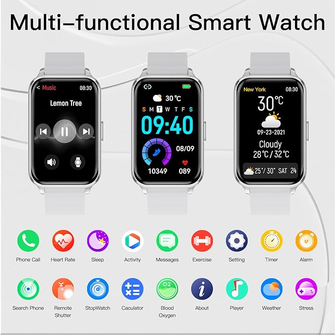 Smart Watch Fitness Tracker Make/Answer Calls for Women Men with Heart Rate Blood Oxygen Sleep Monitor Sports Modes Step Calorie Counter IP68 Waterproof for Android Phones and iPhone