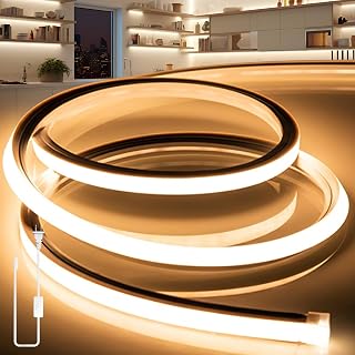 LED Strip Lights Warm White 3000K,32.8ft 110-120V Neon Rope Lights,Flexible Silicone Outdoor Waterproof Neon Strip Lights for Bedroom,Mirror,Kitchen Cabinet, Living Room,Halloween Decor - Image 1