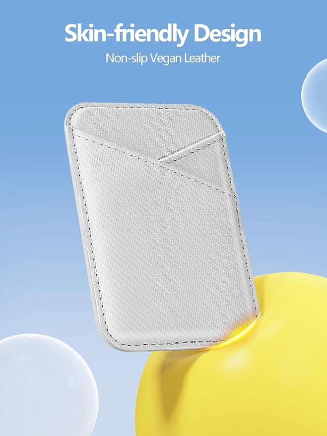 Miroddi for MagSafe Wallet, Leather Magnetic Card Holder for iPhone 16/15/14/13/12 Series, 0.12" Invisible Ultra-Thin Magnetic Phone Wallet, 2 Independent Card Slot, RFID Blocking, Carbon Fiber White