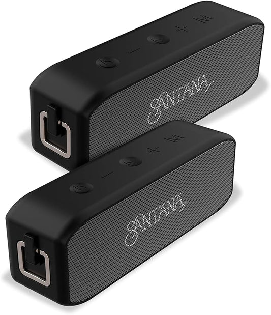 SANTANA BY CARLOS SANTANA Samba 40W High-Power Bluetooth Speaker with 48mm Drivers, Isolated Subwoofer, IP67 Waterproof, True Wireless Surround Sound, 20+ Hours Battery Life | Black | 2 Pack