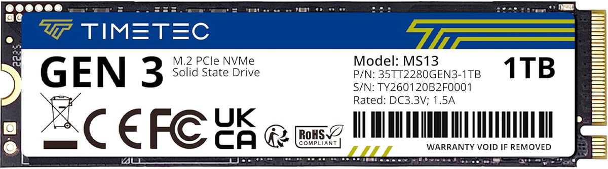 Timetec 1TB SSD NVMe PCIe Gen3x4 8Gb/s M.2 2280 3D NAND High Performance SLC Cache Read/Write Speed Up to 2,000/1,600 MB/s Internal Solid State Drive for PC Laptop and Desktop (1TB)