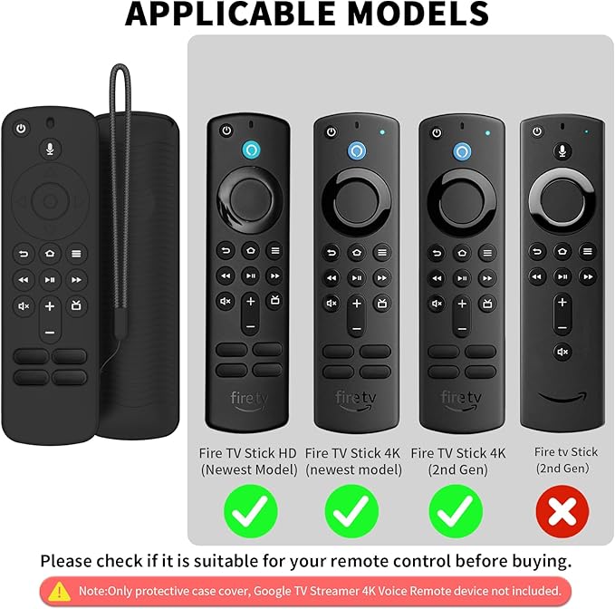 3 Pack Silicone Remote Cover for Alexa Voice Remote,Remote Case for Fire TV Remote with Lanyard,Anti Slip Scratch Shockproof Remote Protective Cover Compatible with Fire TV Stick HD 4K (new) (2nd Gen)