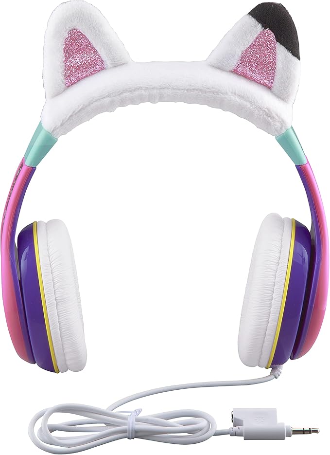 eKids Gabbys Dollhouse Kids Headphones with 3.5mm Jack, Wired Headphones with Adjustable Headband and Volume Control, Earphones for School, Home, or Travel (Gabby)